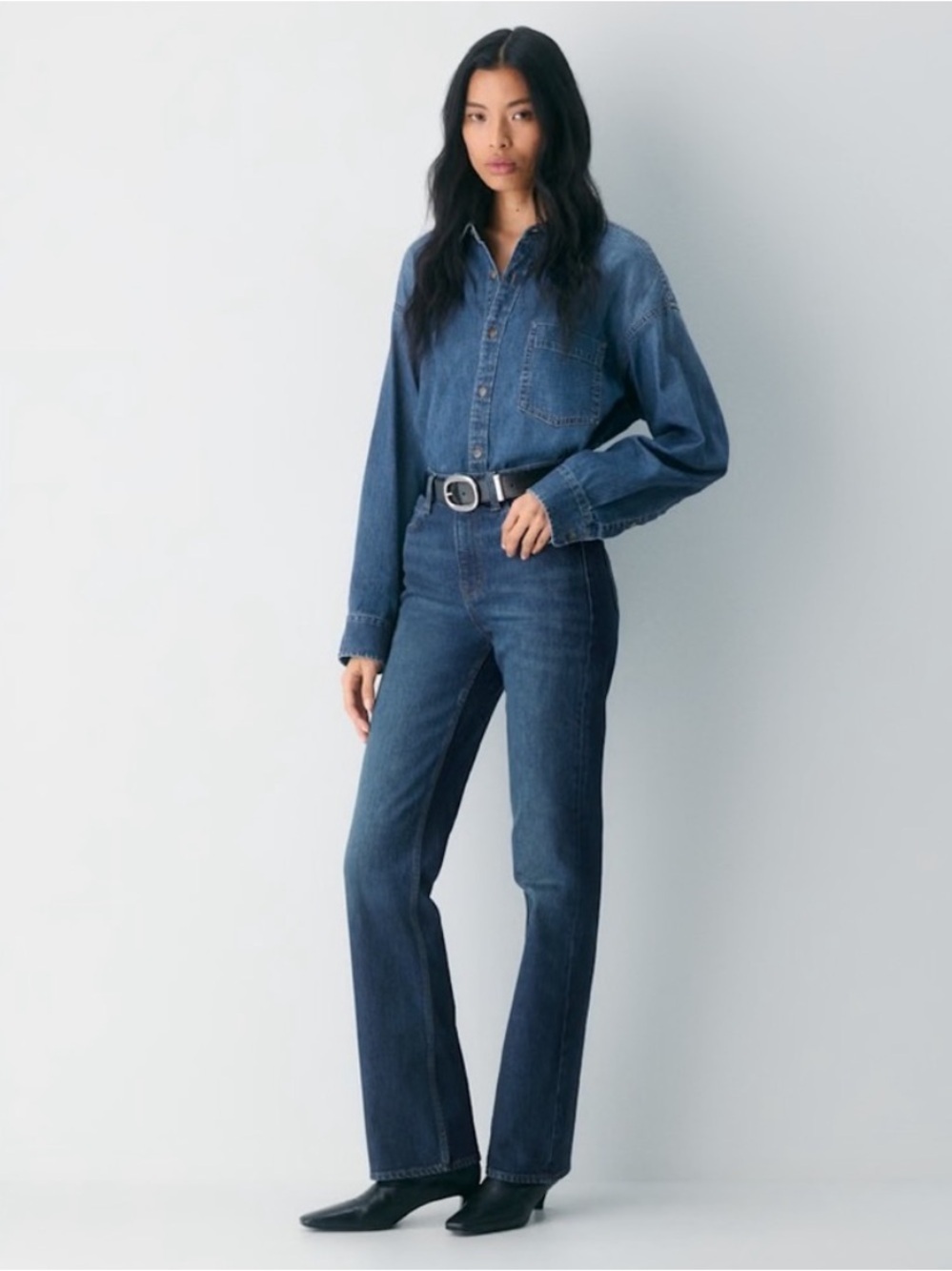 Denim Forum NWT The 90s Nina Hi-Rise Slim Straight Jean Stretch Denim Aritzia